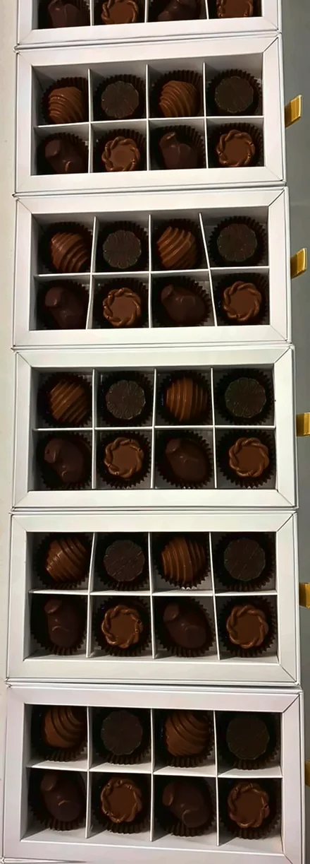 A stack of filled gift boxes
