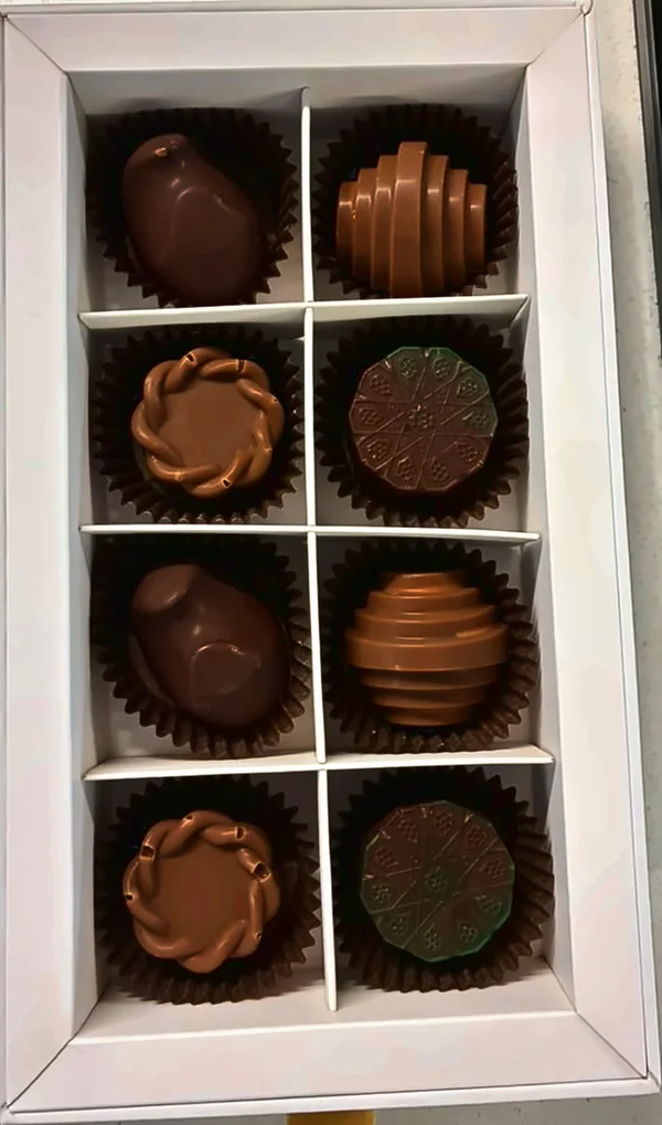 Close-up of milk and dark chocolates